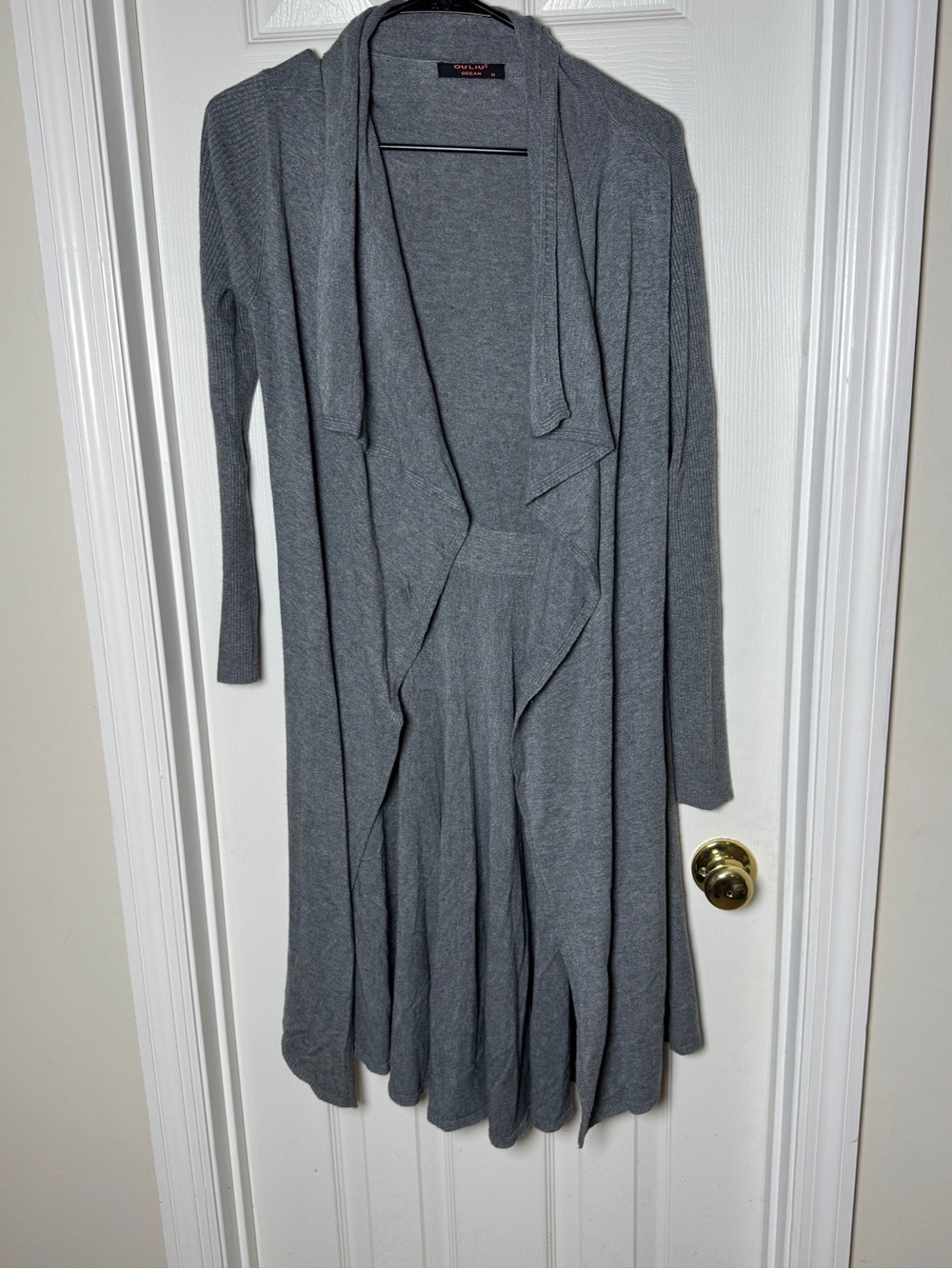 OULIU OCEAN Gray Open Front Duster Cardigan Sweater Size M